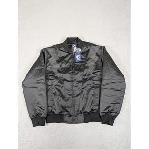 Parlay Jacket Mens Medium Black Bomber Rhinestone Lightning Zip Player's Club‎